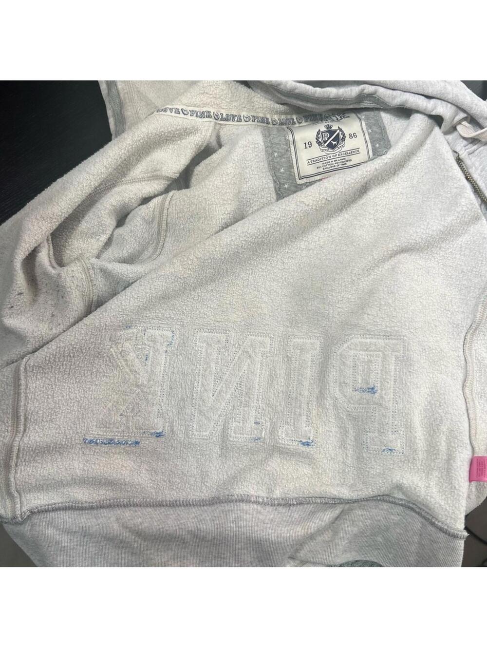 PINK Victoria's Secret Fitted Gray Zippered Hoodie - Picture 8 of 9